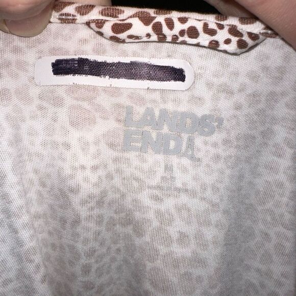 Lands End brown cheetah spot knit long sleeve travelcore dress - Picture 3 of 3